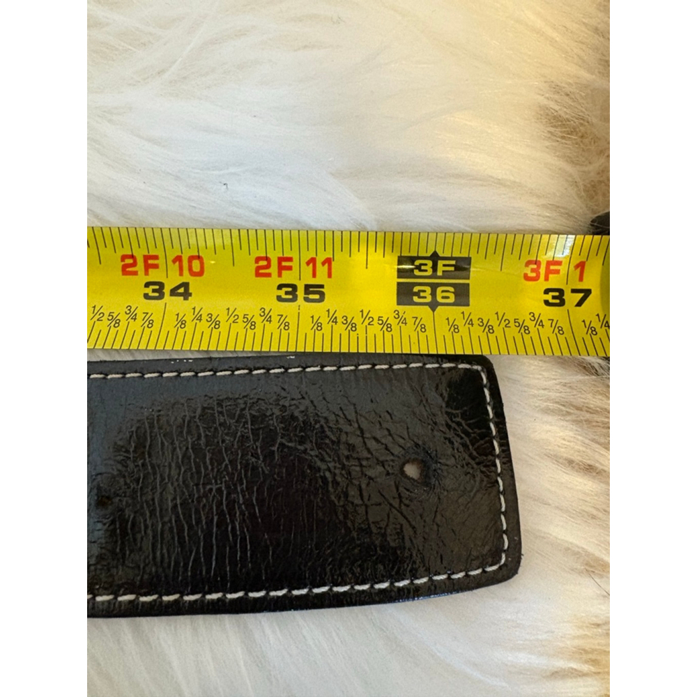 Women's DKNY Small Black White Stitch Leather Glazed Calf Belt Small - Picture 15 of 16